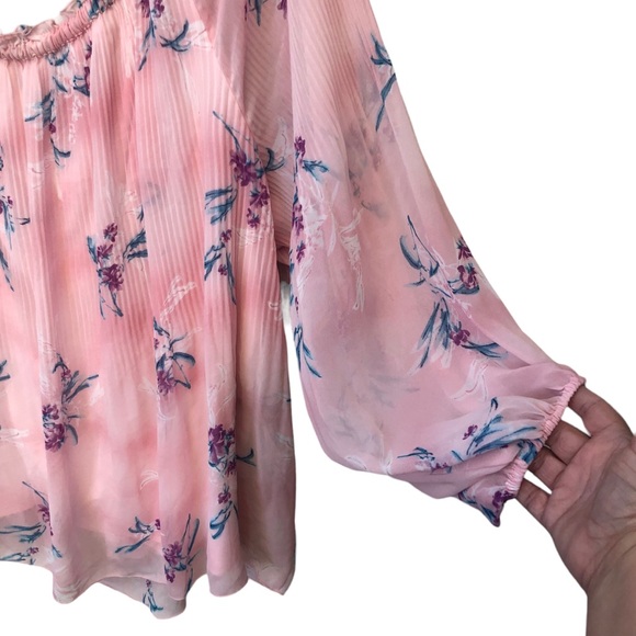 Lane Bryant Pink Pleated Floral Blouse size 26/28 - Picture 7 of 10